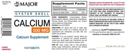 Label for Oyster Shell Calcium 500 mg
