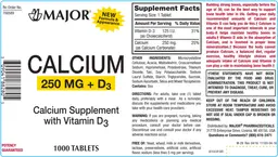 Label for Calcium 250 mg + D3