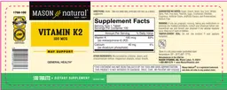 Label for Vitamin K2 100 mcg