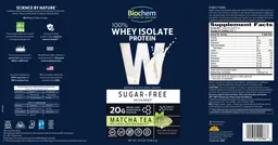 Label for W 100% Sugar-Free Whey Isolate Protein Matcha Tea