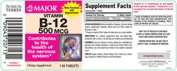 Label for Vitamin B-12 500 mcg