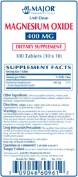 Label for Magnesium Oxide 400 mg