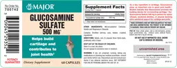 Label for Glucosamine Sulfate 500 mg