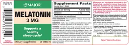 Label for Melatonin 3 mg