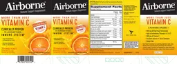 Label for Airborne More Than Just Vitamin C Zesty Orange