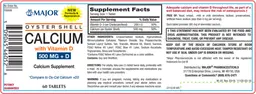 Label for Oyster Shell Calcium 500 mg with Vitamin D