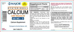 Label for Oyster Shell Calcium 500 mg with Vitamin D