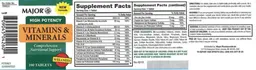 Label for Vitamins & Minerals