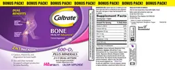Label for Caltrate 600+D3 Plus Minerals