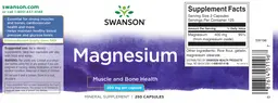 Label for Magnesium 200 mg