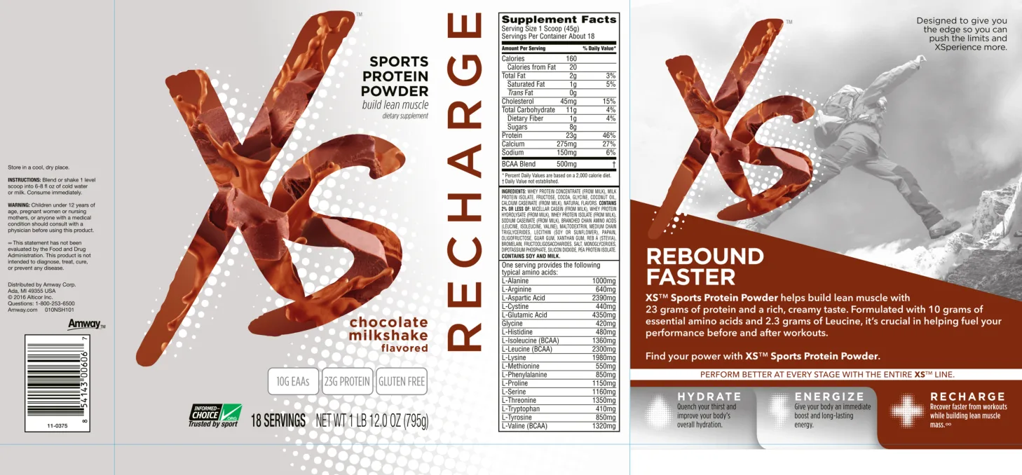 Label for Sports Protein Powder Chocolate Milkshake Flavored