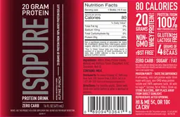 Label for ISOPURE 20 Gram Protein Alpine Punch