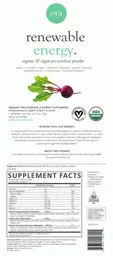 Label for Renewable Energy Pomegranate, Berry & Beet Flavor