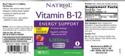 Label for Vitamin B-12 5,000 mcg Fast Dissolve Strawberry Natural Flavor