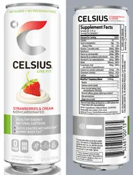 Label for Celsius Strawberries & Cream