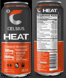 Label for Celsius Heat Tangerine Grapefruit