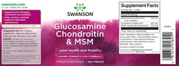 Label for Glucosamine Chondroitin & MSM Higher Strength 3-in-1 Formula