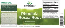Label for Rhodiola Rosea Root 400 mg