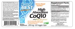 Label for High Absorption CoQ10 200 mg with BioPerine