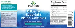Label for Bilberry Eyebright Vision Complex