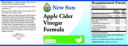 Label for Apple Cider Vinegar Formula
