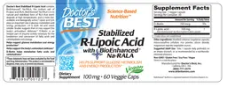 Label for Stabilized R-Lipoic Acid 100 mg