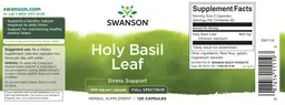 Label for Holy Basil Leaf 400 mg Full Spectrum
