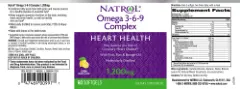 Label for Omega 3-6-9 Complex 1,200 mg Lemon Natural Flavor