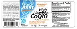 Label for High Absorption CoQ10 100 mg with BioPerine