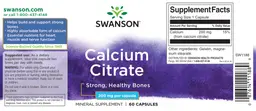 Label for Calcium Citrate 200 mg