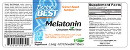 Label for Melatonin Chocolate Mint Flavor 2.5 mg