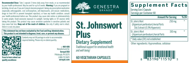Label for St. Johnswort Plus