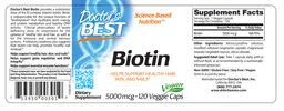 Label for Biotin 5000 mcg