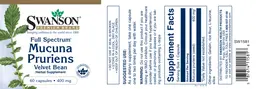 Label for Full Spectrum Mucuna Pruriens 400 mg