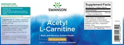 Label for Acetyl L-Carnitine 500 mg
