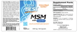 Label for MSM with OptiMSM 1000 mg