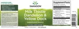 Label for Milk Thistle Dandelion & Yellow Dock