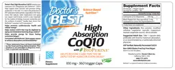 Label for High Absorption CoQ10 100 mg with BioPerine