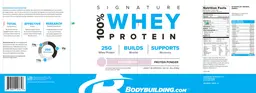 Label for 100% Whey Protein Strawberry