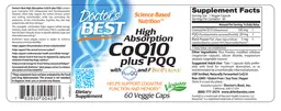 Label for High Absorption CoQ10 plus PQQ with PureQQ and BioPerine