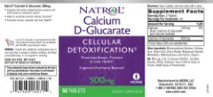 Label for Calcium D-Glucarate 500 mg