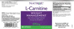 Label for L-Carnitine 500 mg