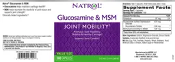 Label for Glucosamine & MSM