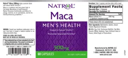 Label for Maca 500 mg