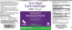 Label for Carb Intercept 1,000 mg with Phase 2 Carb Controller