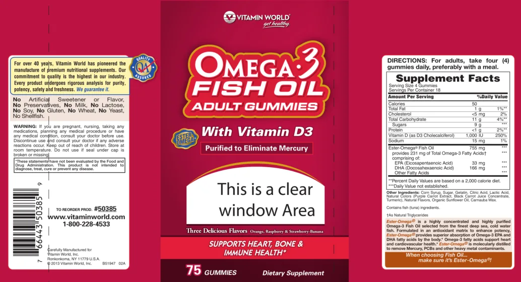 Label for Omega-3 Fish Oil Adult Gummies With Vitamin D3
