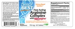 Label for Fast Acting Arginine Complex with Nitrosigine 750 mg