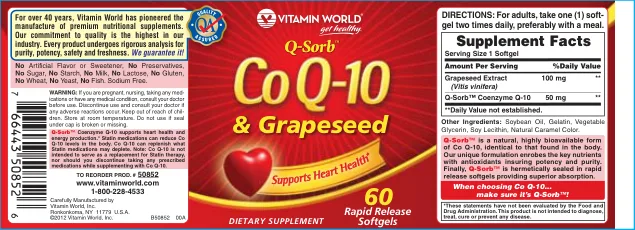 Label for Q-Sorb Co Q-10 & Grapeseed