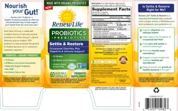 Label for Probiotics + Prebiotics Settle & Restore