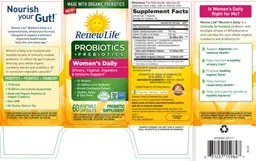 Label for Probiotics + Prebiotics Women's Daily